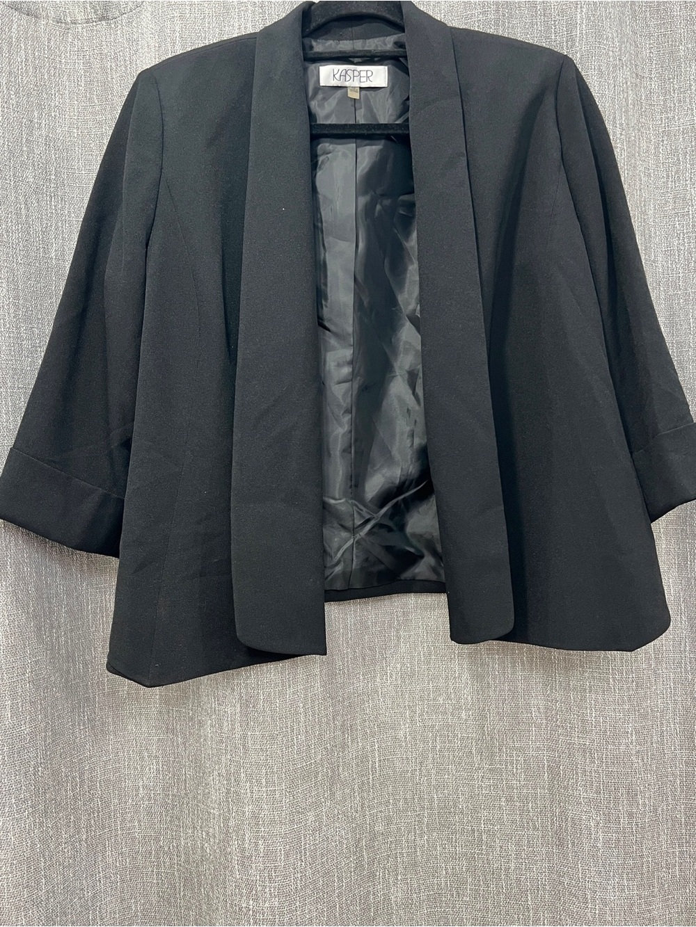 Kasper Black Satin-Lined Open Blazer